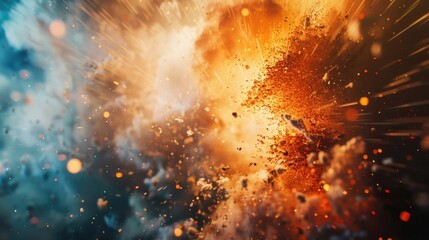 Poster - Close up of a fire and smoke explosion, perfect for illustrating danger and destruction