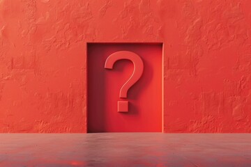 Poster - A red door with a question mark symbol on it. Suitable for business concept designs