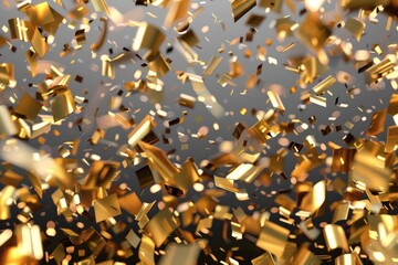 Poster - Gold confetti shower with festive atmosphere. Suitable for celebration events