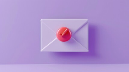 Poster - A white envelope with a pink button on it. Can be used for stationery or crafting projects