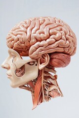 Poster - A model of a human head and brain, suitable for educational purposes