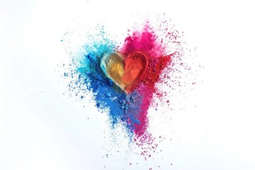 Aufkleber - Vibrant heart made of colored powder, perfect for Valentine's Day or love-themed designs