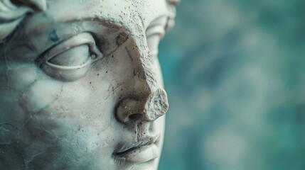 Poster - Close up of a statue of a woman's face, suitable for various design projects