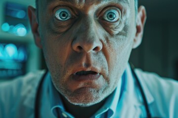 Aufkleber - Close up of a man with a surprised expression. Suitable for various concepts