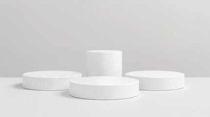Poster - Three white pedestals on a white surface, versatile for various displays