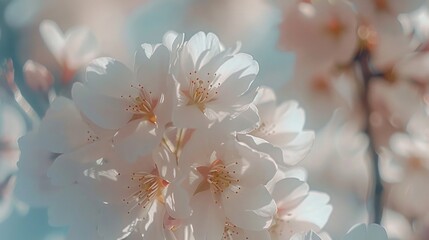Poster - A close up shot of a bunch of white flowers, suitable for various projects