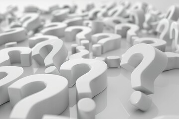 Poster - A picture of many question marks on a white background. Suitable for educational materials