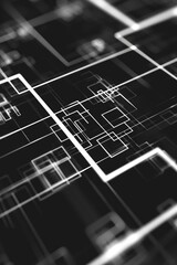 Poster - Black and white image of a building, suitable for architectural projects