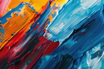 Poster - Close up view of a vibrant painting on canvas, suitable for art concepts