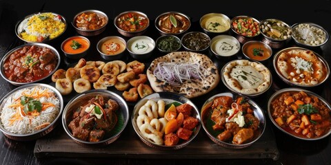 Aufkleber - A table filled with a variety of food items, perfect for food-related projects