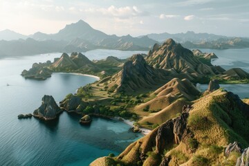 Aufkleber - Aerial view of a small island in the ocean, suitable for travel brochures