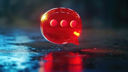 Poster - Close up of a red object on a wet surface. Suitable for various concepts and designs