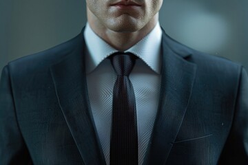 Poster - A close-up of a man wearing a suit and tie. Suitable for business and professional concepts