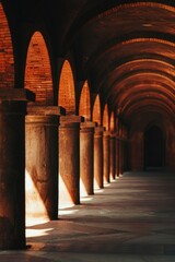 Aufkleber - Rows of columns with light shining through them. Suitable for architectural and interior design concepts