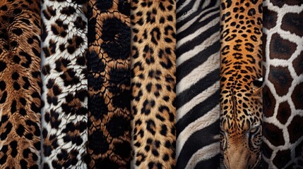 Poster - Close up of different types of animal skin. Great for texture backgrounds