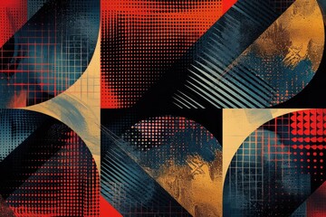 Aufkleber - A vibrant painting featuring red, black, and yellow colors. Suitable for various design projects