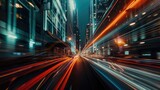 Fototapeta Londyn - Blurry photo of a city street at night, suitable for urban backgrounds