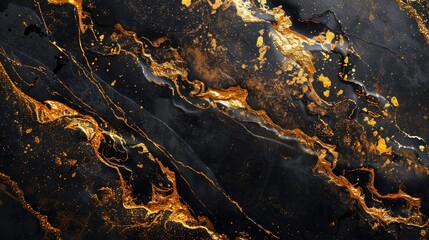 Poster - Detailed close up of black and gold marble. Perfect for interior design projects