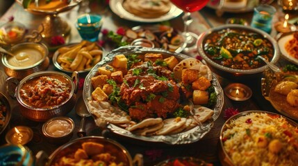 Poster - A table filled with a diverse selection of food. Great for food-related concepts