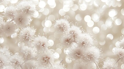 Canvas Print - a close up of a bunch of dandelions with drops of water on the dandelions in the background.