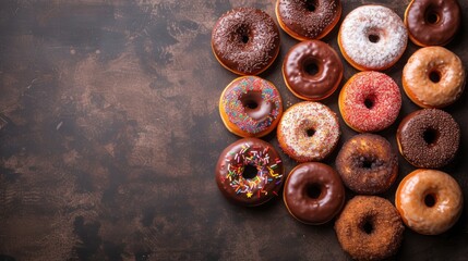 Sticker - a group of doughnuts sitting on top of a table next to each other on a piece of wood.