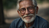 Fototapeta Krajobraz - Refleksyjny Senior z Ciepłym Uśmiechem