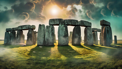 Wall Mural - beautiful mythical places – stone circle Stonehenge during sunset