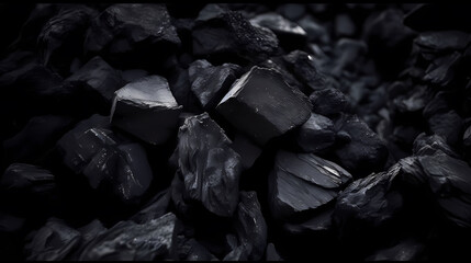 Wall Mural - Close-up of black coal, energy fuel