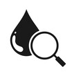 Magnifying glass icon with drop, illustration