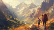 Travel and Adventure: A scenic image of individuals or families exploring new destinations, hiking in nature, or immersing themselves in local culture while traveling. Generative AI