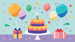 Colorful Birthday Celebration With Cake and Balloons