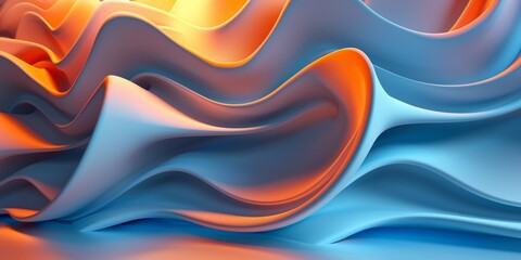 Wall Mural - A blue and orange wave with a yellow line in the middle - stock background.