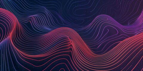 Wall Mural - A colorful, abstract image of a wave with red and blue lines - stock background.