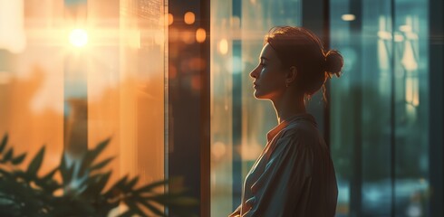 Wall Mural - a woman standing in front of a window