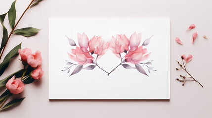 Canvas Print - a white paper with pink flowers