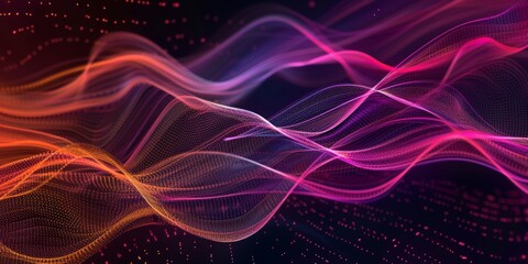 Wall Mural - a colorful wave of light with a purple and orange hue - stock background.