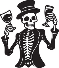 Unveiling Creativity: Drunken Skeleton Vector Black Logo Icon Toast to Innovation: Drunken Skeleton Logo Vector Crafted