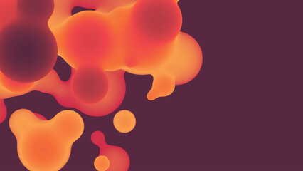 Aufkleber - Abstract 3d fluid metaball shape with colorful balls. Synthwave liquid pastel organic droplets with gradient color.