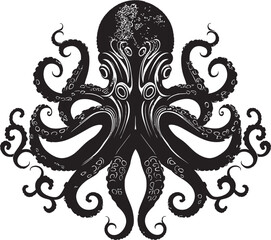 Mystical Meditations: Octopus Mandala Art Vector Design Mystical Octopus Mandala: Vector Black Logo Icon Design