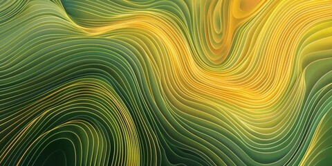 Wall Mural - A green and yellow wave with a lot of lines - stock background.