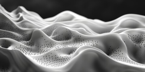 A black and white image of a wave with many dots on it - stock background.