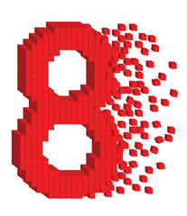Poster - Vector shaped three-dimensional red color cubes in a form of a number eight