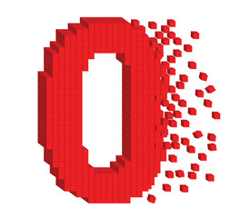 Poster - Vector shaped three-dimensional red color cubes in a form of a number zero