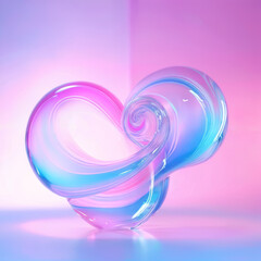 Poster - Heart Shaped Glass Object on Pink and Blue Background