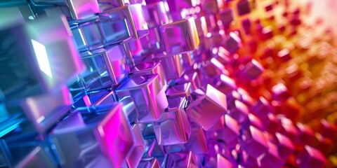 Wall Mural - A colorful image of blocks with a purple background - stock background.