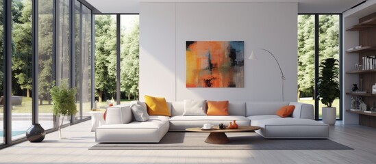 Wall Mural - Bright contemporary interior with spacious window