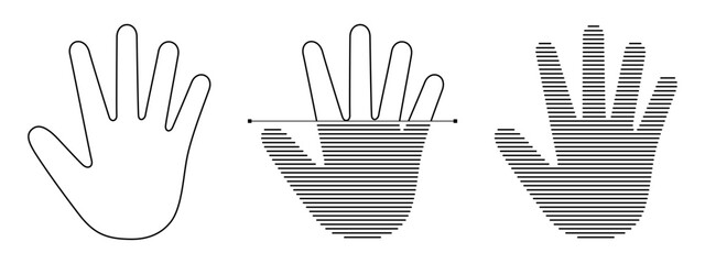 Poster - Palm print recognition icon set. User hand biometric id scan symbol. Person identification security badge. Human fingerprint verification sign. Digital access cyber security system concept vector logo