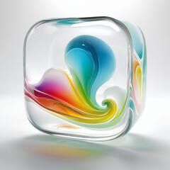 Poster - Colorful Swirl Encased in Glass Object