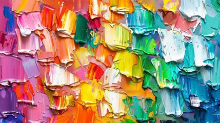 Wall Mural - Colorful acrylic painting with visible brush strokes.