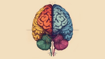 the whole brain, hindbrain, midbrain, so that each part can be distinguished by 3 colors, simple